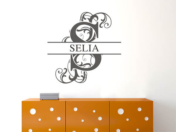 Wandtattoo verschnörkelter Buchstabe S mit Selia