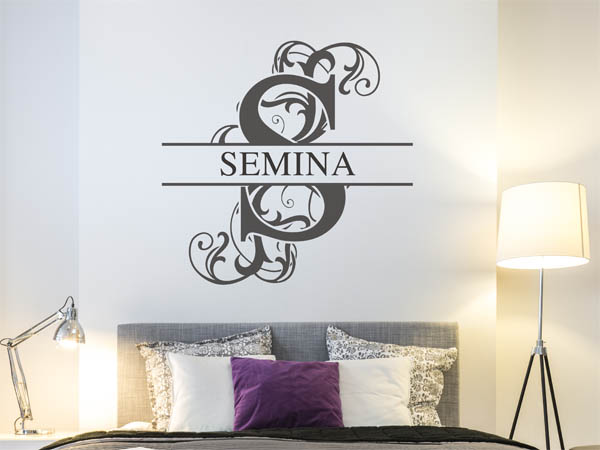 Wandtattoo verschnörkelter Buchstabe S mit Semina