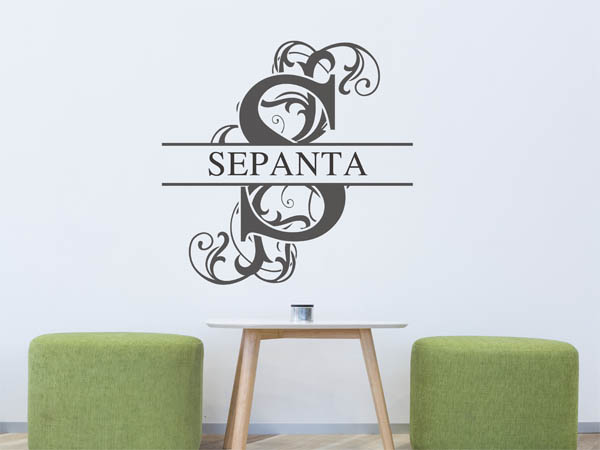 Wandtattoo verschnörkelter Buchstabe S mit Sepanta