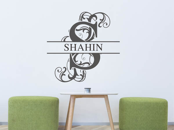 Wandtattoo verschnörkelter Buchstabe S mit Shahin