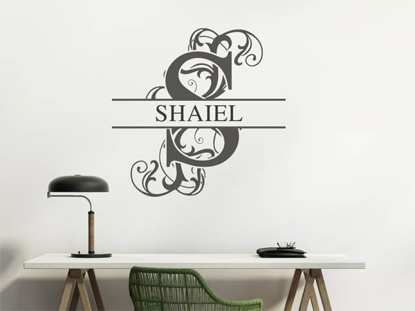 Wandtattoo verschnörkelter Buchstabe S mit Shaiel