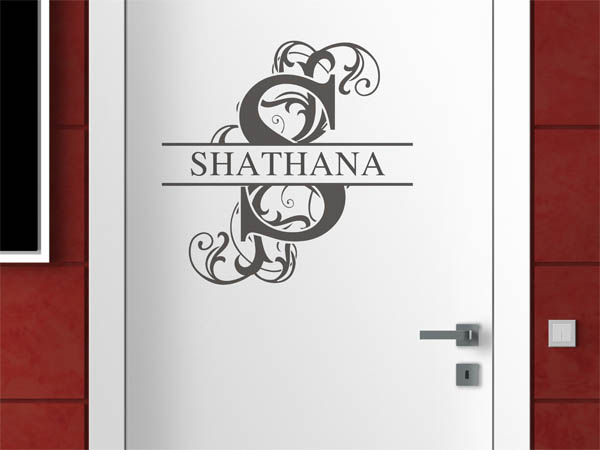 Wandtattoo verschnörkelter Buchstabe S mit Shathana