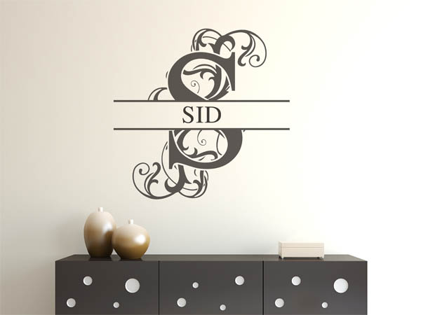 Wandtattoo verschnörkelter Buchstabe S mit Sid