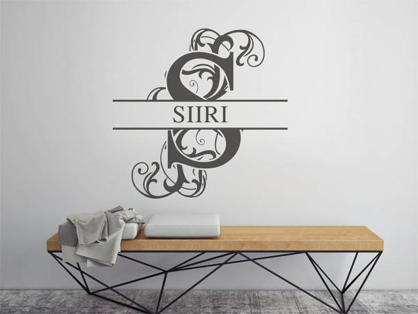 Wandtattoo verschnörkelter Buchstabe S mit Siiri