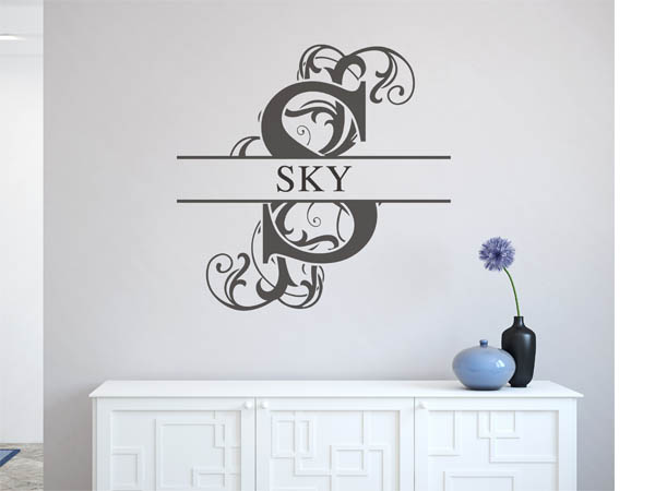 Wandtattoo verschnörkelter Buchstabe S mit Sky