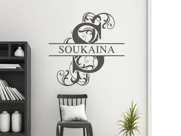 Wandtattoo verschnörkelter Buchstabe S mit Soukaina