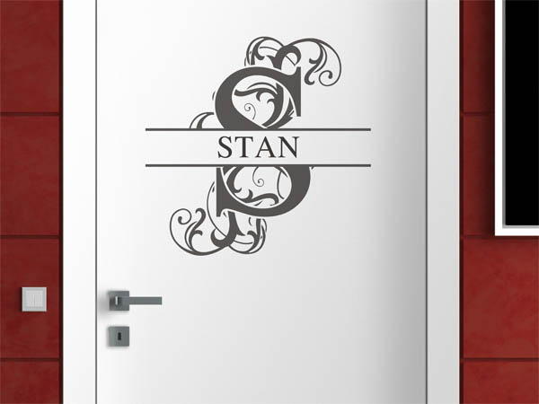 Wandtattoo verschnörkelter Buchstabe S mit Stan
