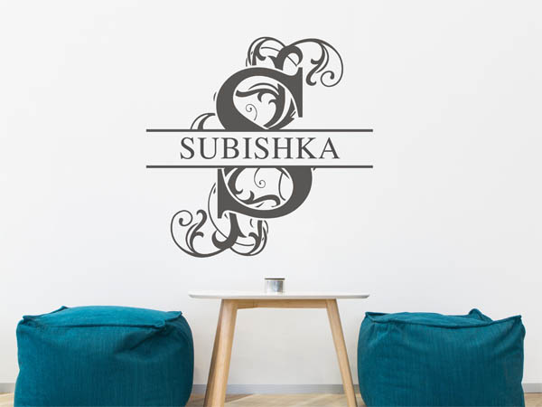 Wandtattoo verschnörkelter Buchstabe S mit Subishka