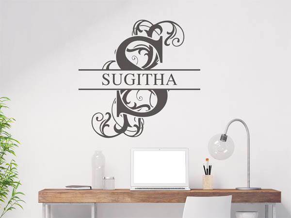 Wandtattoo verschnörkelter Buchstabe S mit Sugitha