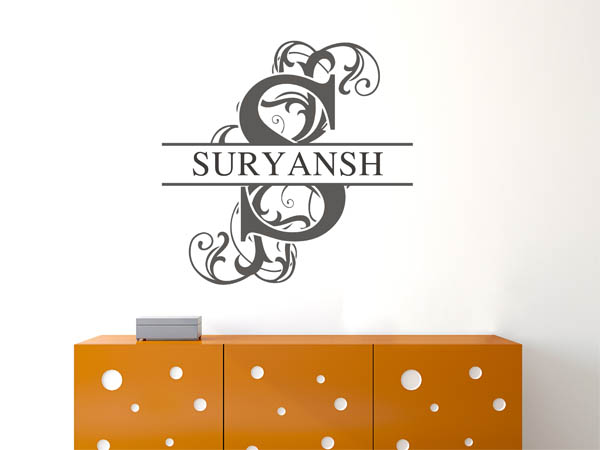 Wandtattoo verschnörkelter Buchstabe S mit Suryansh