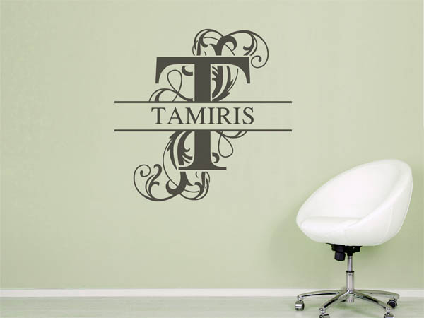 Wandtattoo verschnörkelter Buchstabe T mit Tamiris