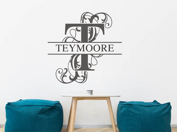 Wandtattoo verschnörkelter Buchstabe T mit Teymoore