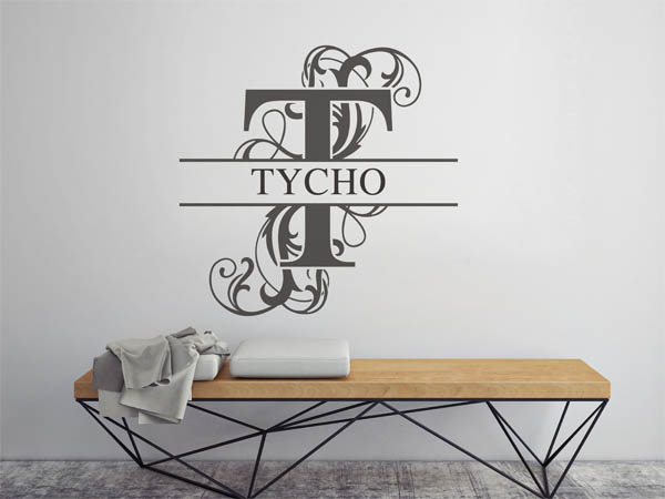 Wandtattoo verschnörkelter Buchstabe T mit Tycho