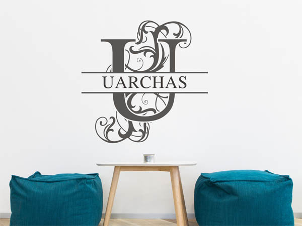 Wandtattoo verschnörkelter Buchstabe U mit Uarchas
