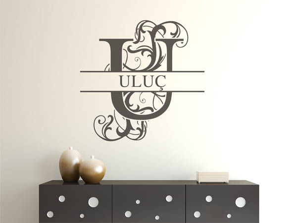 Wandtattoo verschnörkelter Buchstabe U mit Uluç