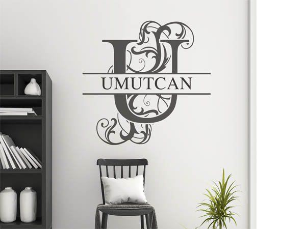 Wandtattoo verschnörkelter Buchstabe U mit Umutcan