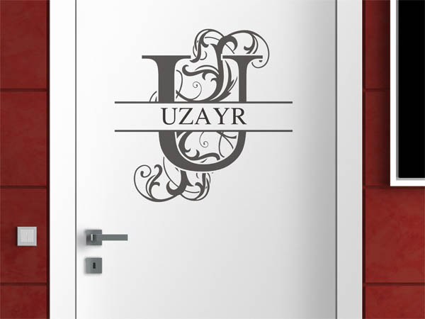 Wandtattoo verschnörkelter Buchstabe U mit Uzayr