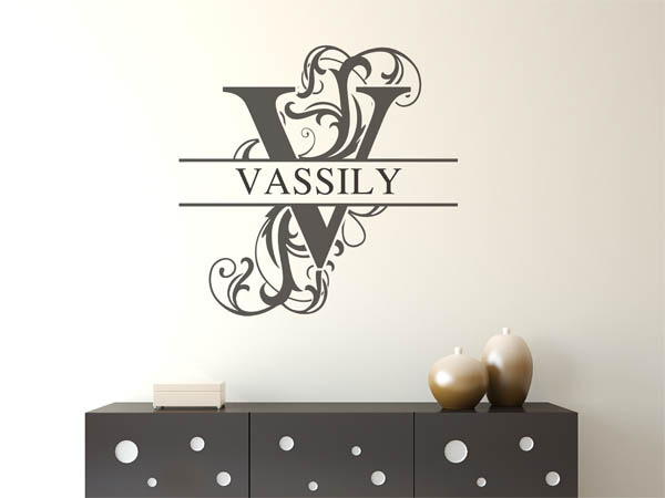 Wandtattoo verschnörkelter Buchstabe V mit Vassily
