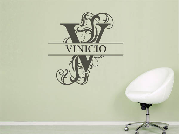 Wandtattoo verschnörkelter Buchstabe V mit Vinicio