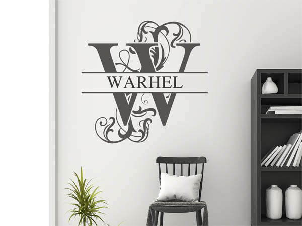 Wandtattoo verschnörkelter Buchstabe W mit Warhel