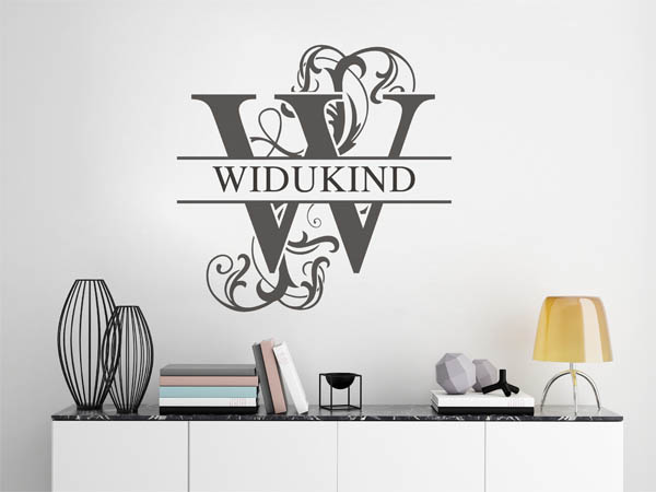 Wandtattoo verschnörkelter Buchstabe W mit Widukind