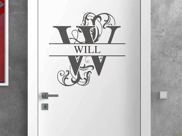 Wandtattoo verschnörkelter Buchstabe W mit Will