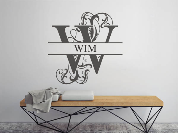 Wandtattoo verschnörkelter Buchstabe W mit Wim
