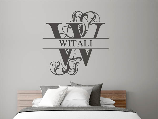 Wandtattoo verschnörkelter Buchstabe W mit Witali