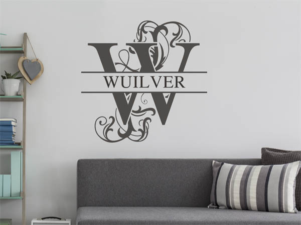 Wandtattoo verschnörkelter Buchstabe W mit Wuilver