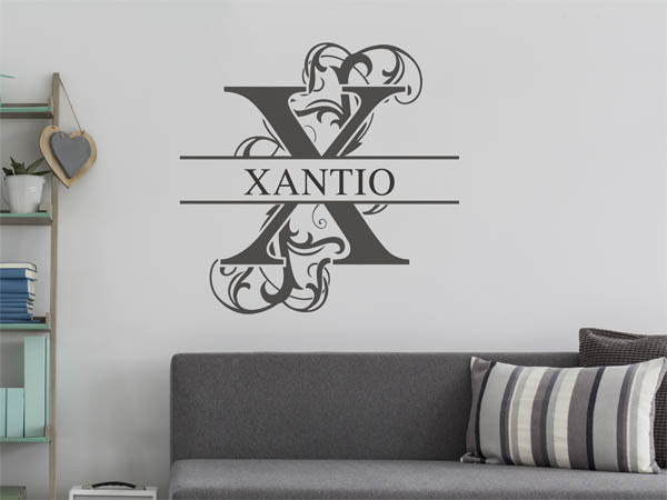 Wandtattoo verschnörkelter Buchstabe X mit Xantio