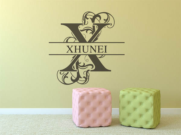 Wandtattoo verschnörkelter Buchstabe X mit Xhunei