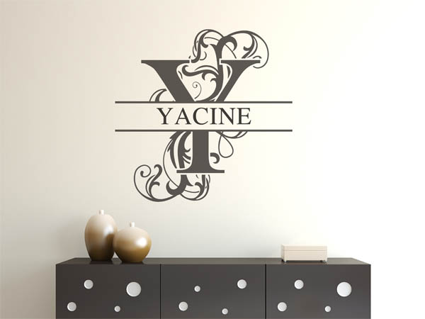 Wandtattoo verschnörkelter Buchstabe Y mit Yacine