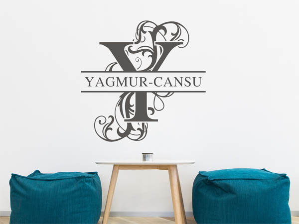 Wandtattoo verschnörkelter Buchstabe Y mit Yagmur-Cansu