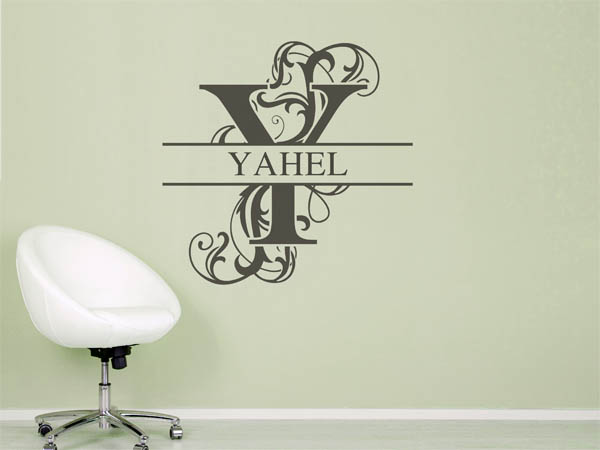 Wandtattoo verschnörkelter Buchstabe Y mit Yahel