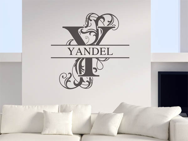 Wandtattoo verschnörkelter Buchstabe Y mit Yandel