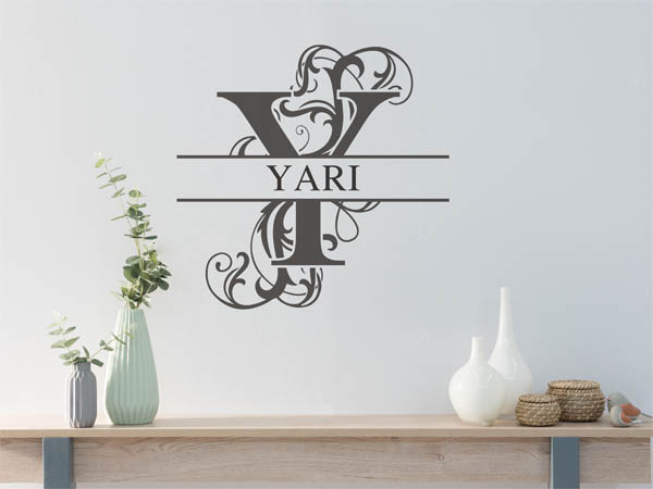 Wandtattoo verschnörkelter Buchstabe Y mit Yari
