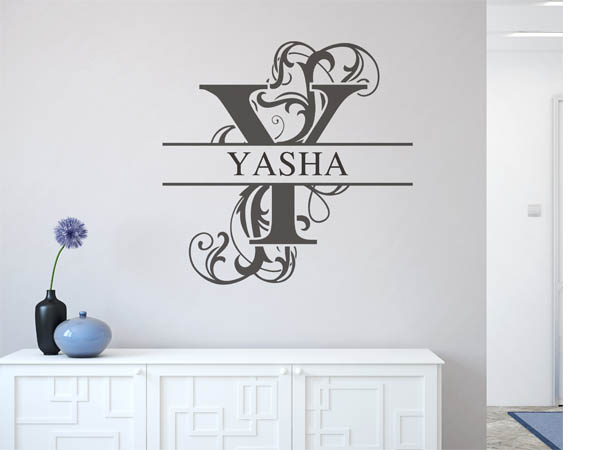 Wandtattoo verschnörkelter Buchstabe Y mit Yasha