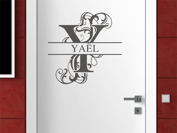 Wandtattoo verschnörkelter Buchstabe Y mit Yaël