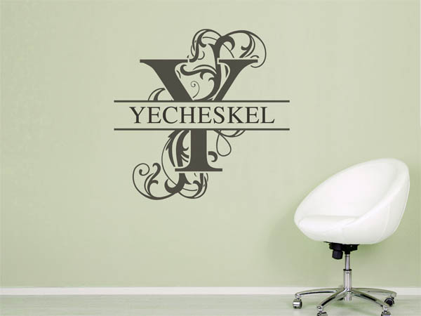 Wandtattoo verschnörkelter Buchstabe Y mit Yecheskel