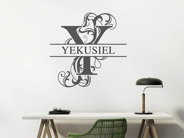 Wandtattoo verschnörkelter Buchstabe Y mit Yekusiel
