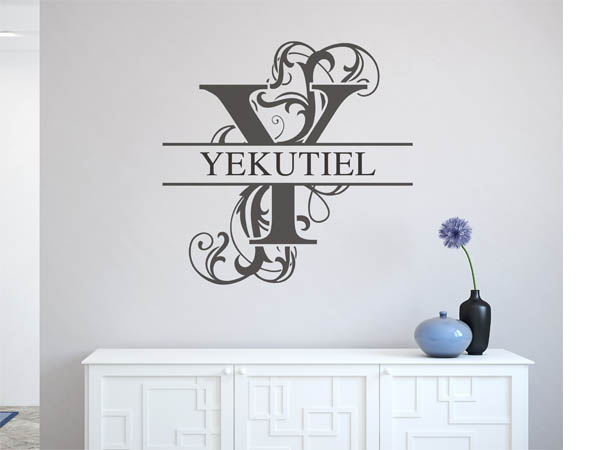 Wandtattoo verschnörkelter Buchstabe Y mit Yekutiel