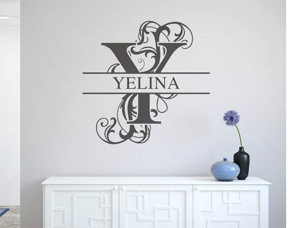 Wandtattoo verschnörkelter Buchstabe Y mit Yelina