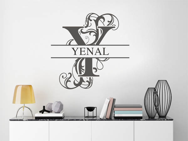 Wandtattoo verschnörkelter Buchstabe Y mit Yenal