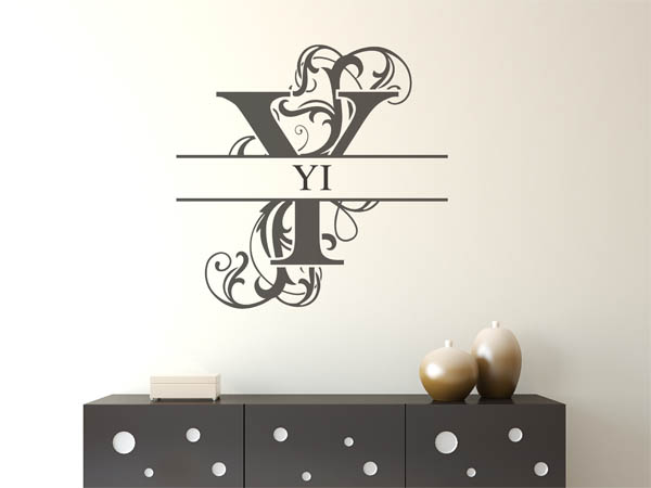 Wandtattoo verschnörkelter Buchstabe Y mit Yi