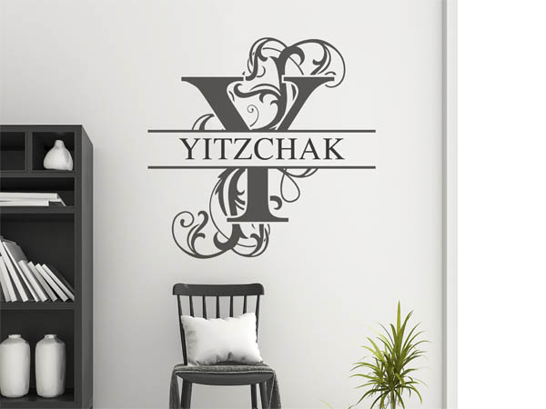 Wandtattoo verschnörkelter Buchstabe Y mit Yitzchak