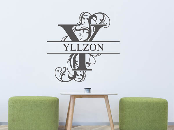 Wandtattoo verschnörkelter Buchstabe Y mit Yllzon