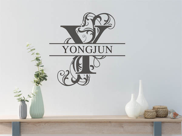 Wandtattoo verschnörkelter Buchstabe Y mit Yongjun