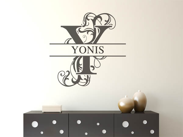 Wandtattoo verschnörkelter Buchstabe Y mit Yonis