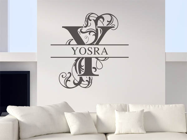 Wandtattoo verschnörkelter Buchstabe Y mit Yosra