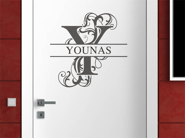 Wandtattoo verschnörkelter Buchstabe Y mit Younas